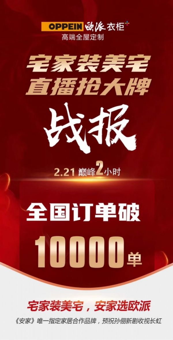 聚焦复工复产 | 欧派家居：10余场直播，斩获订单4万+