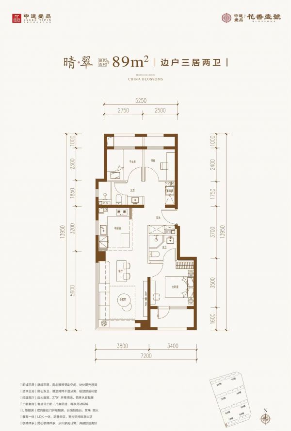 90平户型已经卷到next level了！270度转角客厅、三面宽朝南、主卧套房……