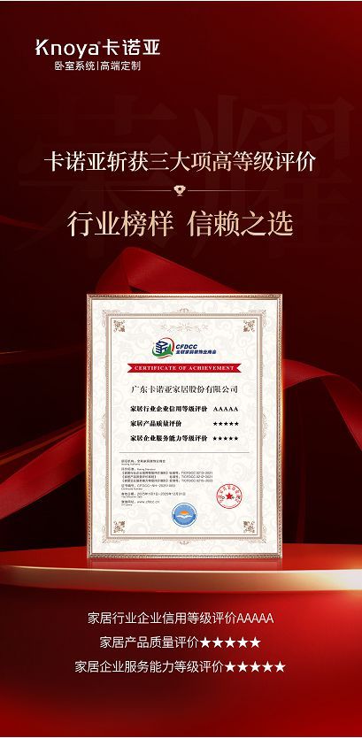 卡诺亚斩获3大项高等级评价认证，树立行业标杆