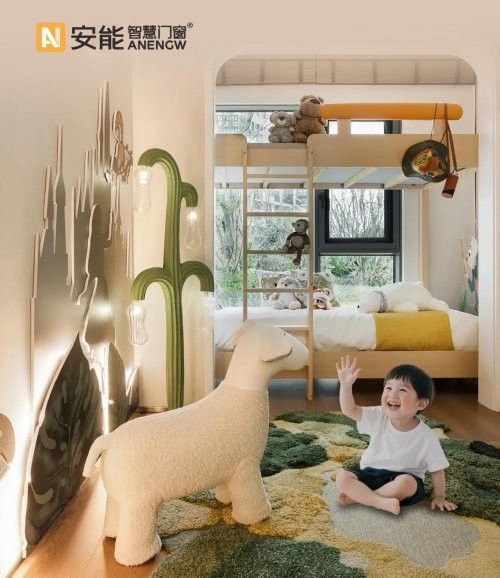 儿童房的 “安全搭档” 安能米兰 125 瓷泳断桥平开窗