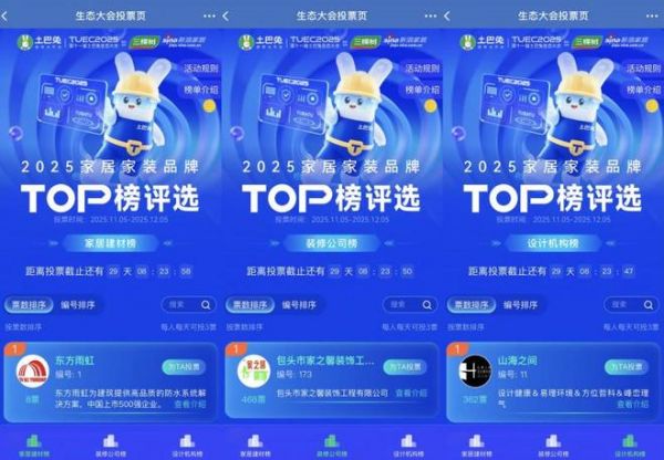 权威发布!土巴兔2025家居家装TOP榜投票开启,共鉴行业风向标
