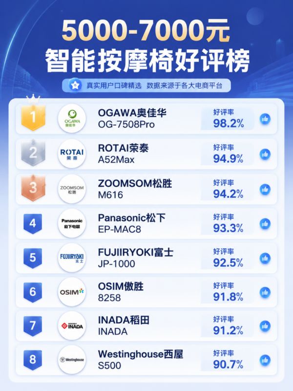 2026年5000-7000元智能按摩椅好评榜：中端智能康养机型集结
