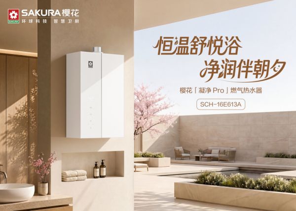 樱花「凝净 Pro」燃气热水器E613A震撼上市：一级能效更节能，告别冷凝水管安装烦恼