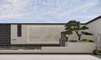 国达陶瓷「财聚福来」壁画：立体有韵，焕新别墅外墙新美学