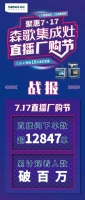 森歌 聚惠7·17直播厂购节 燃爆全国 订单超12847单